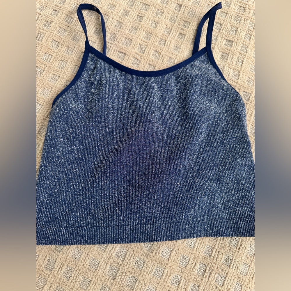 Sparkly Blue Ribbed Crop